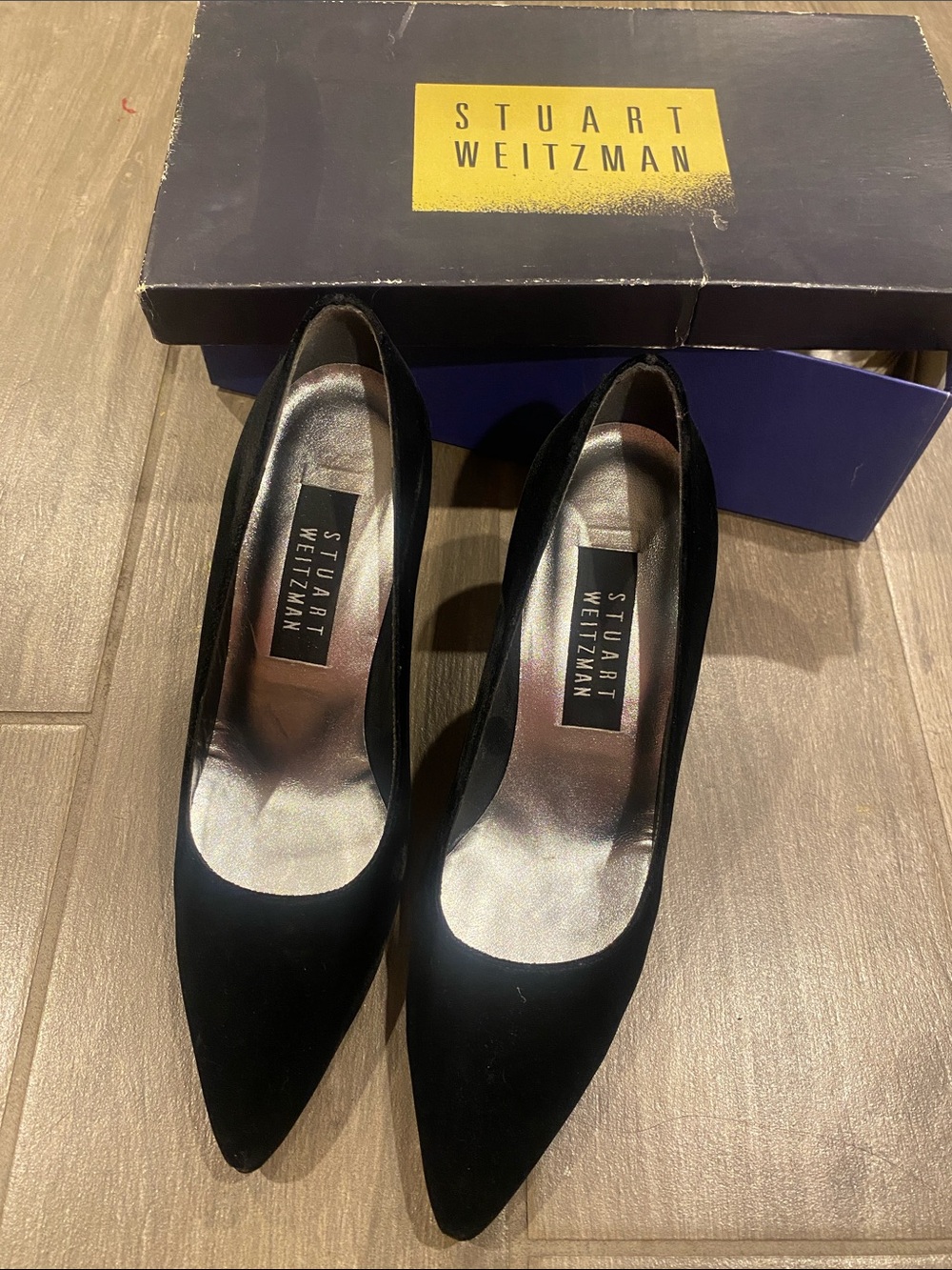 Stuart Weitzman Black Suede Pointed Pumps